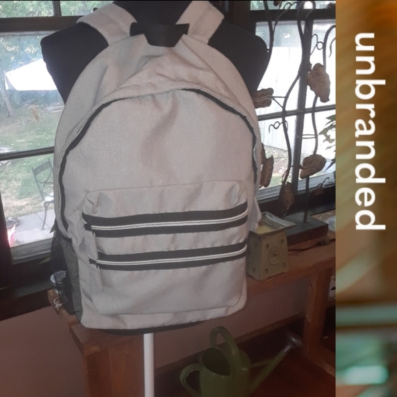 Grey zip-up backpack school bag - Picture 8 of 11